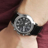 Marc Jacobs Larry Chronograph Black Dial Black Leather Strap Watch for Men - MBM5033 Authentic Buy Shop Now