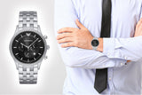 Emporio Armani Chronograph Black Dial Silver Steel Strap Watch For Men - AR11017 Authentic Buy Shop Now