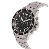 Emporio Armani Diver Chronograph Quartz Black Dial Silver Steel Strap Watch For Men - AR11360 Authentic Buy Shop Now