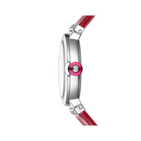 Bvlgari Lvcea Intarsio Diamonds Mother of Pearl Pink Dial Red Leather Strap Watch for Women - LVCEA103619 Authentic Buy Shop Now