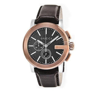 Gucci G Chrono Black Dial Brown Leather Strap Watch For Men - YA101202 Authentic Buy Shop Now