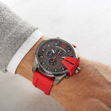 Diesel Mega Chief Chronograph Black Dial Red Silicone Strap Watch For Men - DZ4427 Authentic Buy Shop Now