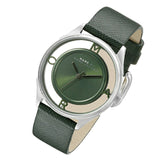 Marc Jacobs Tether Transparent Green Dial Green Leather Strap Watch for Women - MBM1378 Authentic Buy Shop Now