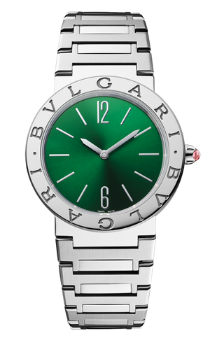 Bvlgari Bvlgari Bvlgari Lady Green Dial Silver Steel Strap Watch for Women - BVLGARI103693 Authentic Buy Shop Now
