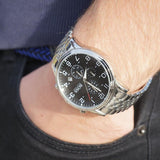 Hugo Boss Aeroliner Chronograph Quartz Black Dial Silver Steel Strap Watch For Men - HB1512446 Authentic Buy Shop Now