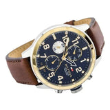 Tommy Hilfiger Sport Multifunction Blue Dial Brown Leather Strap Watch for Men - 1791137 Authentic Buy Shop Now