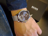 Hugo Boss Jet Chronograph Grey Dial Silver Mesh Bracelet Watch for Men - 1513440 Authentic Buy Shop Now