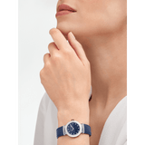 Bvlgari Lvcea Intarsio Aventurine Diamonds Blue Dial Blue Leather Strap Watch for Women - LVCEA103617 Authentic Buy Shop Now