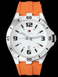 Tommy Hilfiger Analog White Dial Orange Rubber Strap Watch for Men - 1791063 Authentic Buy Shop Now
