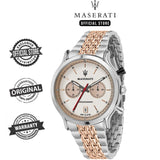 Maserati Legend Chronograph Ivory White Dial Two Tone Steel Strap Watch For Men - R8873638002 Authentic Buy Shop Now