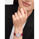 Bvlgari Lvcea Intarsio Diamonds Mother of Pearl Pink Dial Red Leather Strap Watch for Women - LVCEA103619 Authentic Buy Shop Now