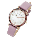 Emporio Armani Gianni Mother of Pearl Dial Purple Leather Strap Watch For Women - AR11003 Authentic Buy Shop Now