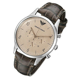Emporio Armani Classic Chronograph Cream Dial Brown Leather Strap Watch For Men - AR1878 Authentic Buy Shop Now