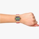 Guess Limelight Quartz Multicolor Dial Red Leather Strap Watch For Women - W0775L4 Authentic Buy Shop Now