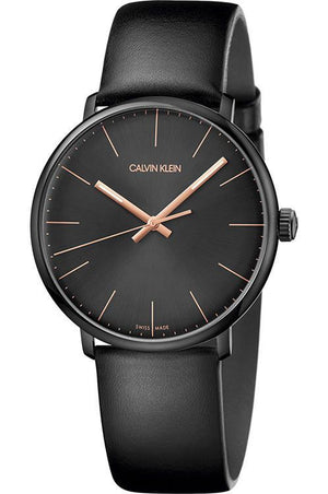 Calvin Klein High Noon Quartz Black Dial Black Leather Strap Watch for Men - K8M214CB Authentic Buy Shop Now