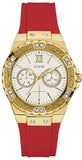 Guess Diamonds White Dial Red Rubber Strap Watch for Women - GW0431L1 Authentic Buy Shop Now