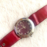 Marc Jacobs Amy Red Dial Burgundy Leather Strap Watch for Women - MBM1152 Authentic Buy Shop Now