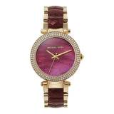 Michael Kors Parker Mother of Pearl Red Dial Two Tone Steel Strap Watch for Women - MK6427 Authentic Buy Shop Now