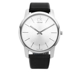 Calvin Klein City Silver Dial Black Leather Strap Watch For Women - K2G231C6 Authentic Buy Shop Now