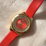 Marc Jacobs Henry Skeleton Red Dial Red Leather Strap Watch for Women - MBM1338 Authentic Buy Shop Now