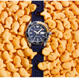 Emporio Armani Sportivo Chronograph Quartz Blue Dial Blue Rubber Strap Watch For Men - AR6045 Authentic Buy Shop Now