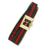 Gucci G-Frame Multicolored Dial Two Tone Nylon Strap Watch For Women - YA128527 Authentic Buy Shop Now