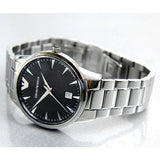 Emporio Armani Classic Quartz Black Dial Silver Steel Strap Watch For Women - AR2441 Authentic Buy Shop Now
