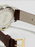 Hugo Boss Ikon White Dial Brown Leather Strap Watch for Men - 1513174 Authentic Buy Shop Now