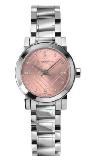 Burberry The City Diamonds Pink Dial Silver Steel Strap Watch for Women - BU9223 Authentic Buy Shop Now