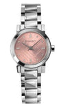 Burberry The City Diamonds Pink Dial Silver Steel Strap Watch for Women - BU9223 Authentic Buy Shop Now