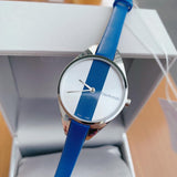 Calvin Klein Rebel Blue Silver Dial Blue Leather Strap Watch for Women - K8P231V6 Authentic Buy Shop Now