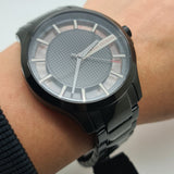Armani Exchange Hampton Chronograph Black Dial Black Steel Strap Watch For Men - AX2189 Authentic Buy Shop Now