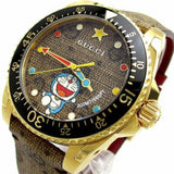 Gucci Dive Doraemon Quartz Brown Dial Brown Leather Strap Watch For Men - YA136335 Authentic Buy Shop Now