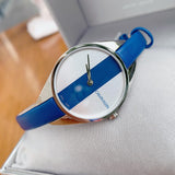 Calvin Klein Rebel Blue Silver Dial Blue Leather Strap Watch for Women - K8P231V6 Authentic Buy Shop Now