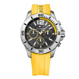 Tommy Hilfiger Sports Multifunction Black Dial Yellow Rubber Strap Watch for Men - 1791144 Authentic Buy Shop Now