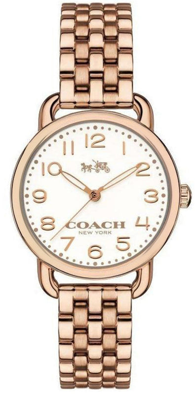 Coach Delancey White Dial Rose Gold Steel Strap Watch for Women - 14502242 Authentic Buy Shop Now