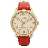 Coach Delancey Ivory Dial Orange Leather Strap Watch for Women - 14502719 Authentic Buy Shop Now