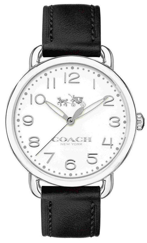 Coach Delancey White Dial Black Leather Strap Watch for Women - 14502714 Authentic Buy Shop Now
