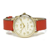 Coach Delancey Ivory Dial Orange Leather Strap Watch for Women - 14502719 Authentic Buy Shop Now