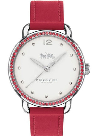 Coach Delancey White Dial Red Leather Strap Watch for Women - 14502878 Authentic Buy Shop Now