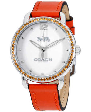 Coach Delancey White Dial Orange Leather Strap Watch for Women - 14502880 Authentic Buy Shop Now