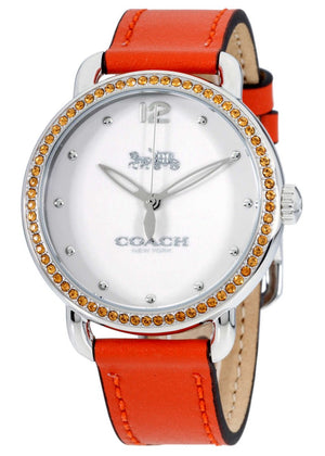 Coach Delancey White Dial Orange Leather Strap Watch for Women - 14502880 Authentic Buy Shop Now