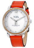 Coach Delancey White Dial Orange Leather Strap Watch for Women - 14502880 Authentic Buy Shop Now