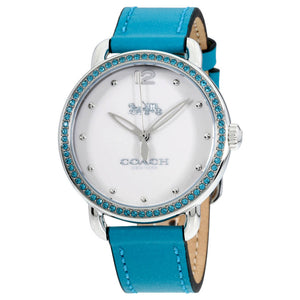 Coach Delancey White Dial Turquoise Leather Strap Watch for Women - 14502884 Authentic Buy Shop Now