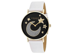 Coach Perry Black Dial White Leather Strap Watch for Women - 14503041 Authentic Buy Shop Now