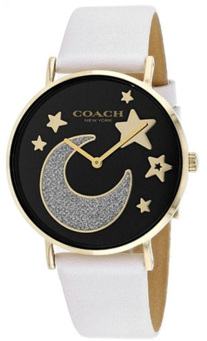 Coach Perry Black Dial White Leather Strap Watch for Women - 14503041 Authentic Buy Shop Now