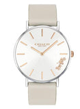 Coach Perry Silver DIal White Leather Strap Watch for Women - 14503116 Authentic Buy Shop Now