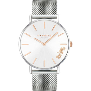 Coach Perry White Dial Silver Mesh Bracelet Watch for Women - 14503124 Authentic Buy Shop Now