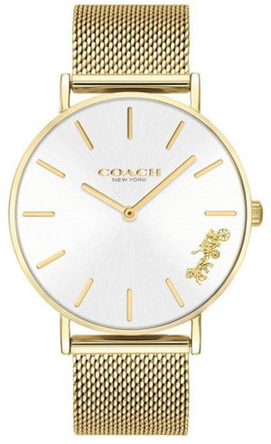Coach Perry White Dial Gold Mesh Bracelet Watch for Women - 14503125 Authentic Buy Shop Now