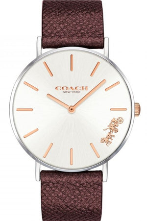 Coach Perry White Dial Brown Leather Strap Watch for Women - 14503154 Authentic Buy Shop Now